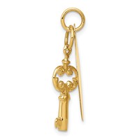 14K Yellow Gold Polished Engraveable Disc and Key Charm view 2