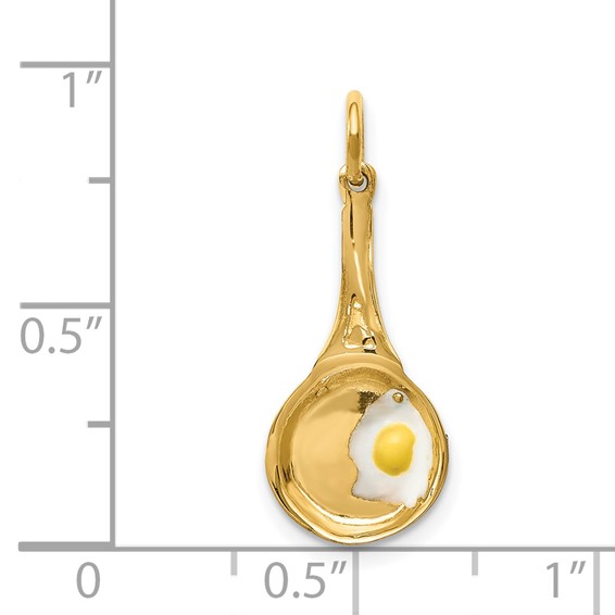 14k 3-D Frying Pan with White and Yellow Enameled Egg Charm