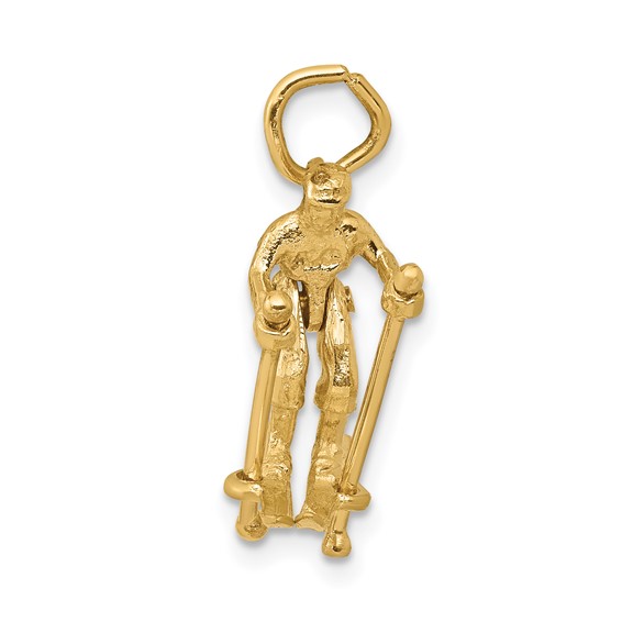 14K 3-D Moveable Legs Snow Skier Charm
