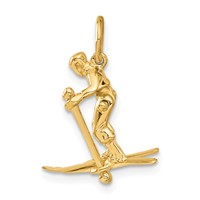 14K Yellow Gold 3-D Moveable Legs Snow Skier Charm view 3