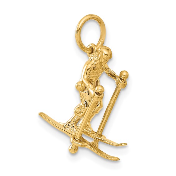 14K 3-D Moveable Legs Snow Skier Charm
