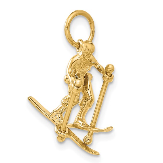 14K 3-D Moveable Legs Snow Skier Charm