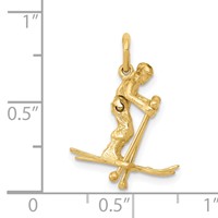 14K Yellow Gold 3-D Moveable Legs Snow Skier Charm view 4