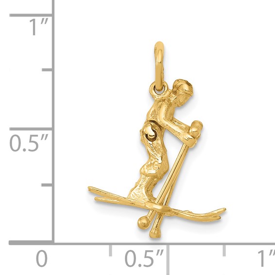 14K 3-D Moveable Legs Snow Skier Charm
