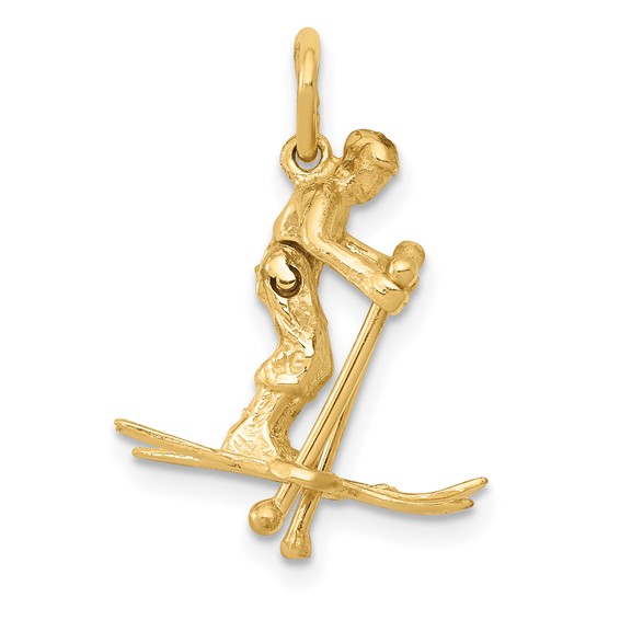 14K 3-D Moveable Legs Snow Skier Charm
