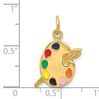 14K Yellow Gold Multi-color Enameled Artist Palette Charm view 4