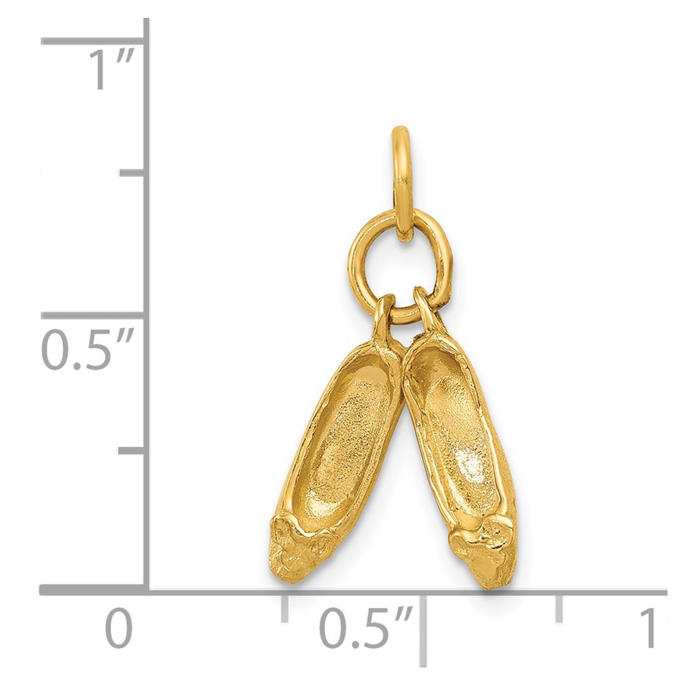 14K 3D Ballet Slippers Charm (A0181)