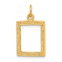 14K Yellow Gold Fancy Border 17x13mm Picture Frame Pendant view 4