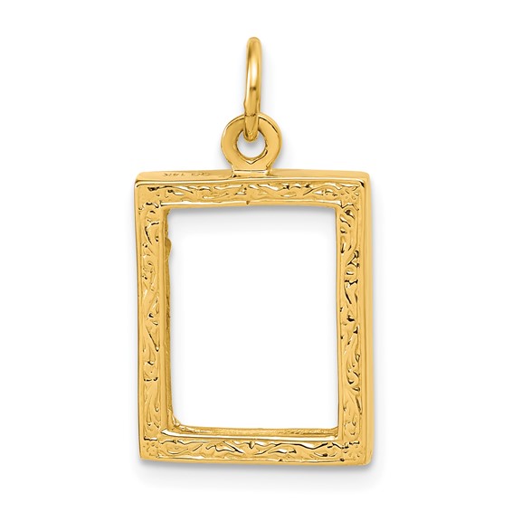 14k Fancy Border 17x13mm Picture Frame Pendant