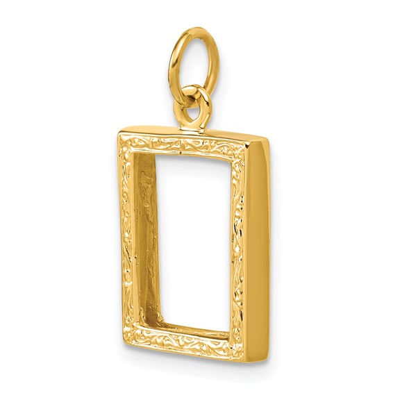 14k Fancy Border 17x13mm Picture Frame Pendant