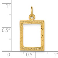 14K Yellow Gold Fancy Border 17x13mm Picture Frame Pendant view 3