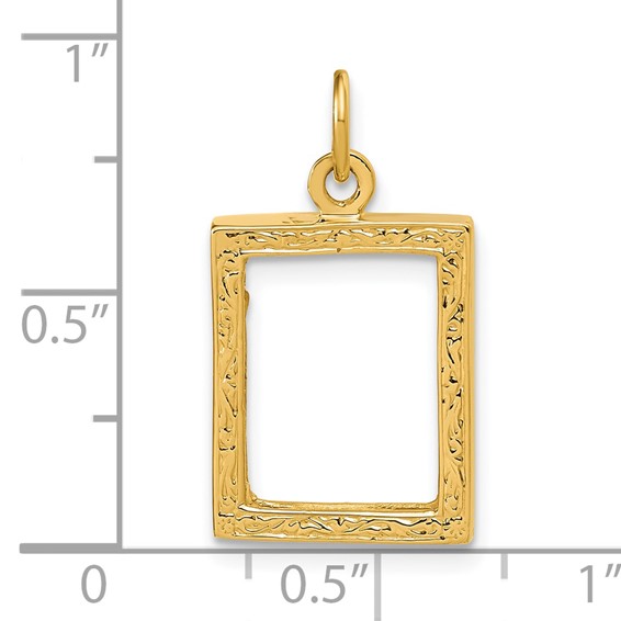 14k Fancy Border 17x13mm Picture Frame Pendant
