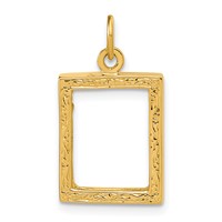 14K Yellow Gold Fancy Border 17x13mm Picture Frame Pendant view 1