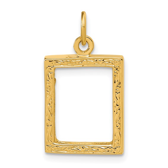 14k Fancy Border 17x13mm Picture Frame Pendant