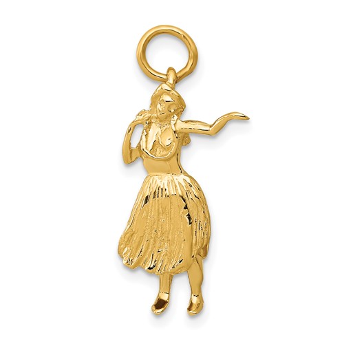 14K Yellow Gold 3-D Hula Dancer Charm