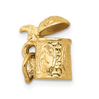 14K Yellow Gold 3-D Beer Stein Lid Opens Charm view 4
