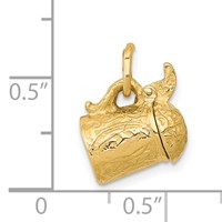 14K Yellow Gold 3-D Beer Stein Lid Opens Charm view 3