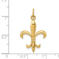 14K Yellow Gold Hollow Fleur De Lis Charm view 4