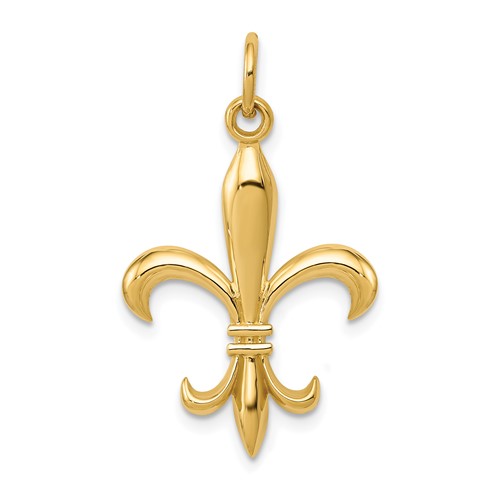 14K Yellow Gold Hollow Fleur De Lis Charm
