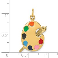 14K Yellow Gold Multi-color Enameled Artist Palette Charm view 4