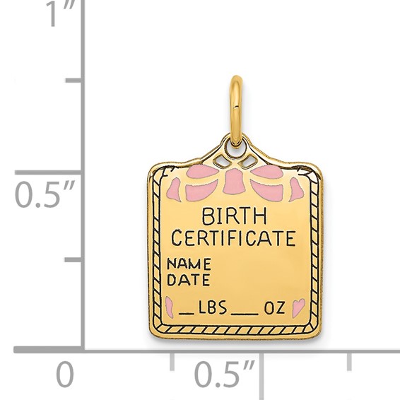 Gold Polished Birth Certificate Pendants