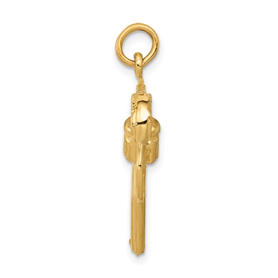 14k and White Rhodium Revolver with Moveable Cylinder Charm