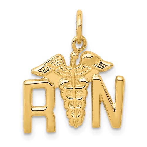 14K Yellow Gold RN Registered Nurse Charm