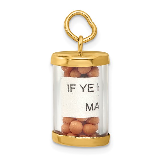 14K 3-D Mustard Seeds with Matthew 17:20 Scroll Inside Pendant