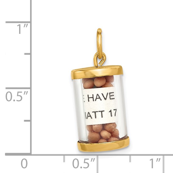 14K 3-D Mustard Seeds with Matthew 17:20 Scroll Inside Pendant