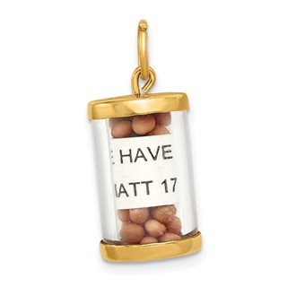 14K 3-D Mustard Seeds with Matthew 17:20 Scroll Inside Pendant