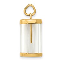 14K Yellow Gold 3-D Fillable Vial Capsule Charm with Glue-on Top view 2