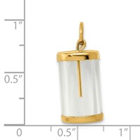 14K Yellow Gold 3-D Fillable Vial Capsule Charm with Glue-on Top view 3