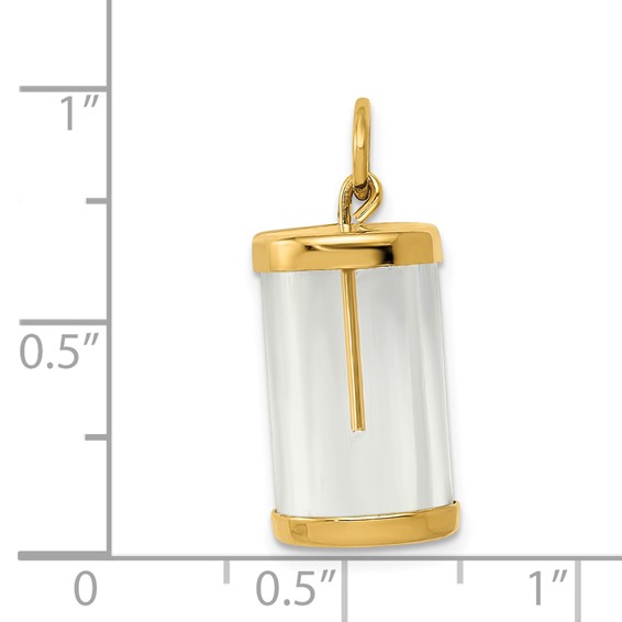 14k 3-D Fillable Vial Capsule with Glue-on Top Charm