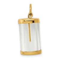 14K Yellow Gold 3-D Fillable Vial Capsule Charm with Glue-on Top view 1