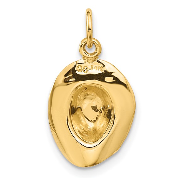 Gold Polished Cowboy Hat Pendant