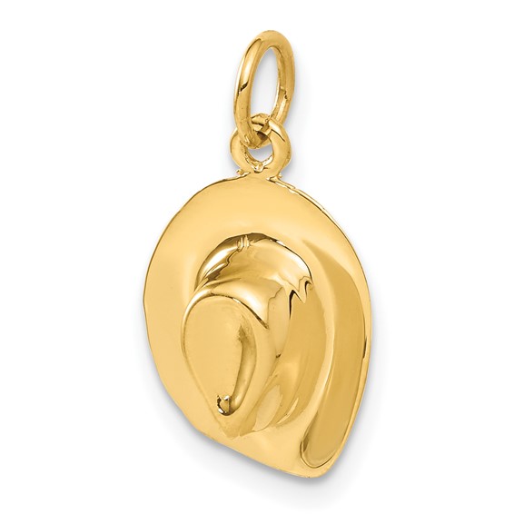 Gold Polished Cowboy Hat Pendant