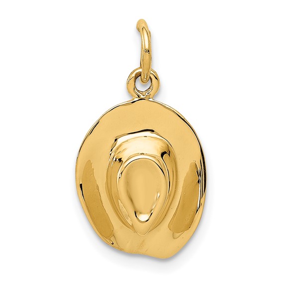 Gold Polished Cowboy Hat Pendant
