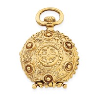 14K Yellow Gold Vintage Fancy Domed 20mm Round Locket view 1