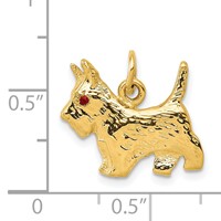 14K Yellow Gold Ruby Eye Scottie Dog Charm view 4