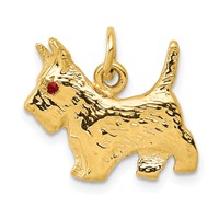 14K Yellow Gold Ruby Eye Scottie Dog Charm view 1