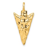 14K Yellow Gold 3-D Textured Arrowhead Charm view 3