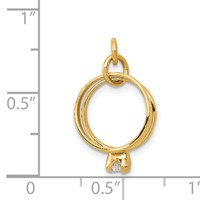 14K Yellow Gold 3-D Wedding Rings CZ Charm view 3