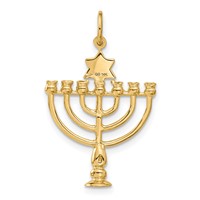 14K Yellow Gold 3-D Menorah and Star of David Charm view 3