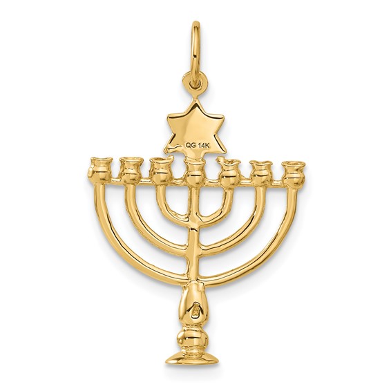 14K 3-D Menorah and Star of David Charm