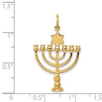 14K Yellow Gold 3-D Menorah and Star of David Charm view 4