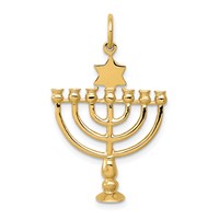 14K Yellow Gold 3-D Menorah and Star of David Charm view 1