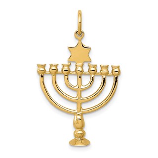 14K 3-D Menorah and Star of David Charm