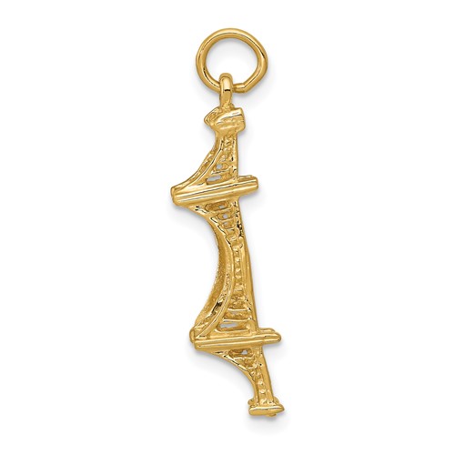 14K Yellow Gold 3-D Golden Gate Bridge Charm