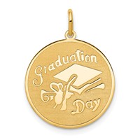 14K Yellow Gold Graduation Day Engravable Disc Charm view 1