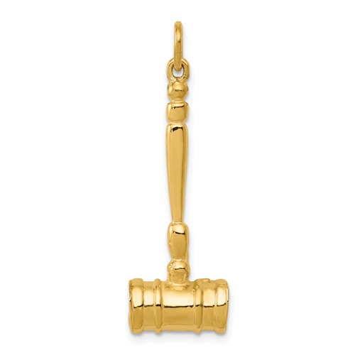 14K Yellow Gold 3-D Gavel Charm